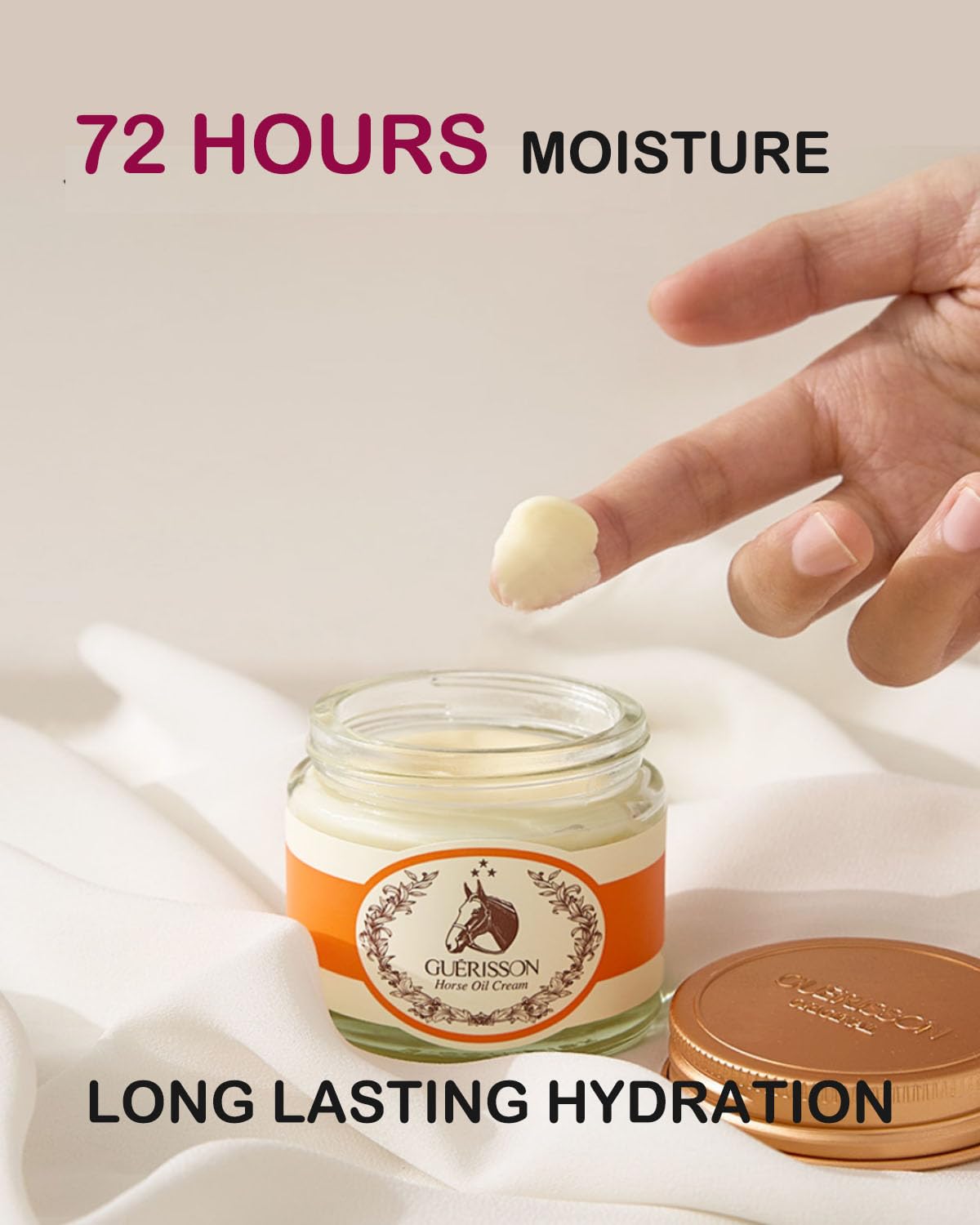 GUERISSON open jar showing smooth cream texture and easy scoopability benefit