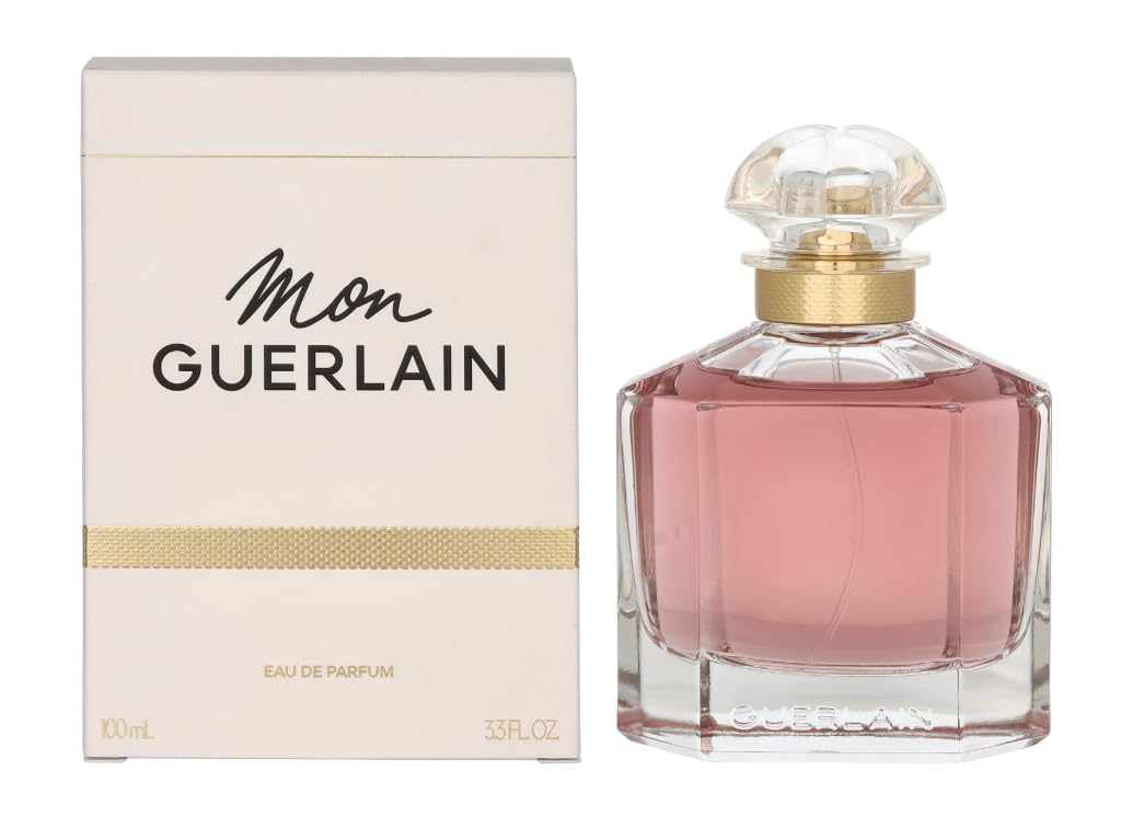 Guerlain Mon Guerlain front bottle showing elegant glass design and brand identity