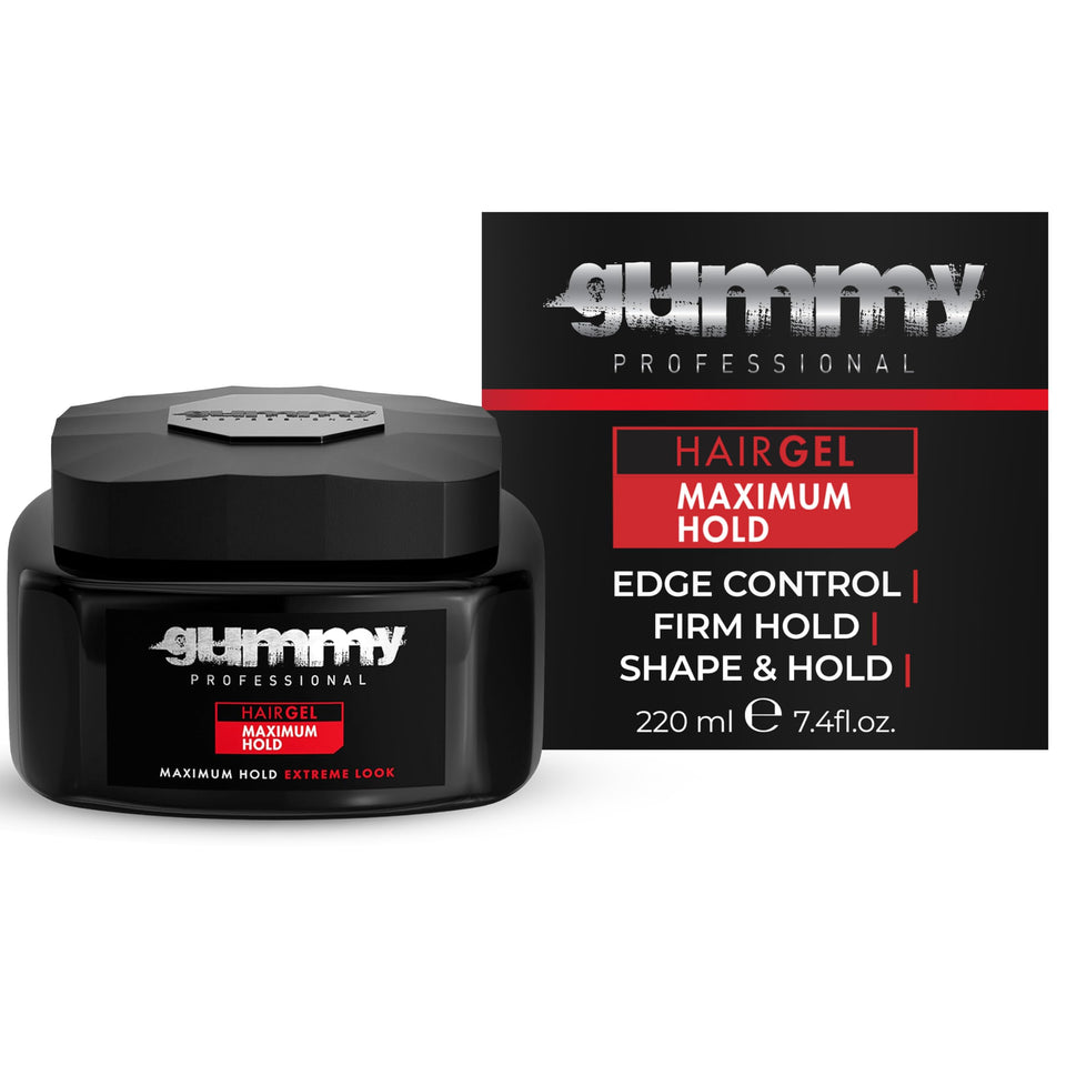 Gummy front packaging bottle showing 220 ml clear gel for strong hold