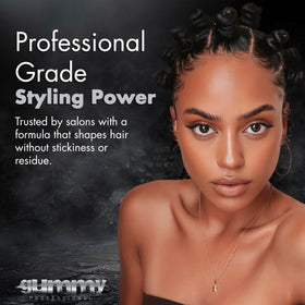 Gummy label zoom with keratin complex highlighting smoother finish