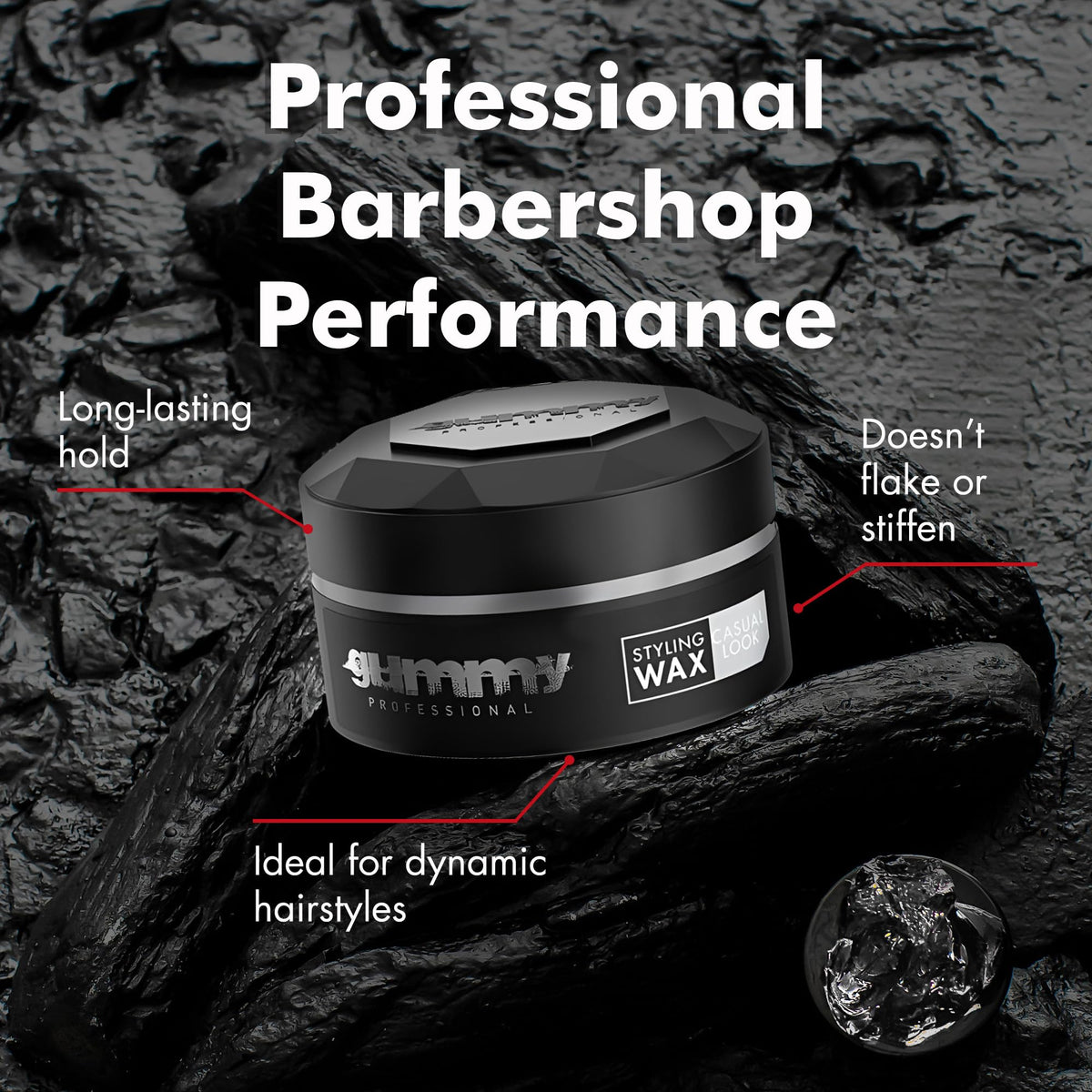 Gummy used on longer hair ends showing definition without stiffness