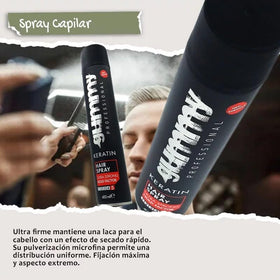 Gummy spray mist action demonstrating lightweight, fine mist for styling