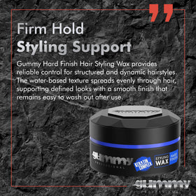 Gummy styled hair closeup showing defined texture and glossy finish