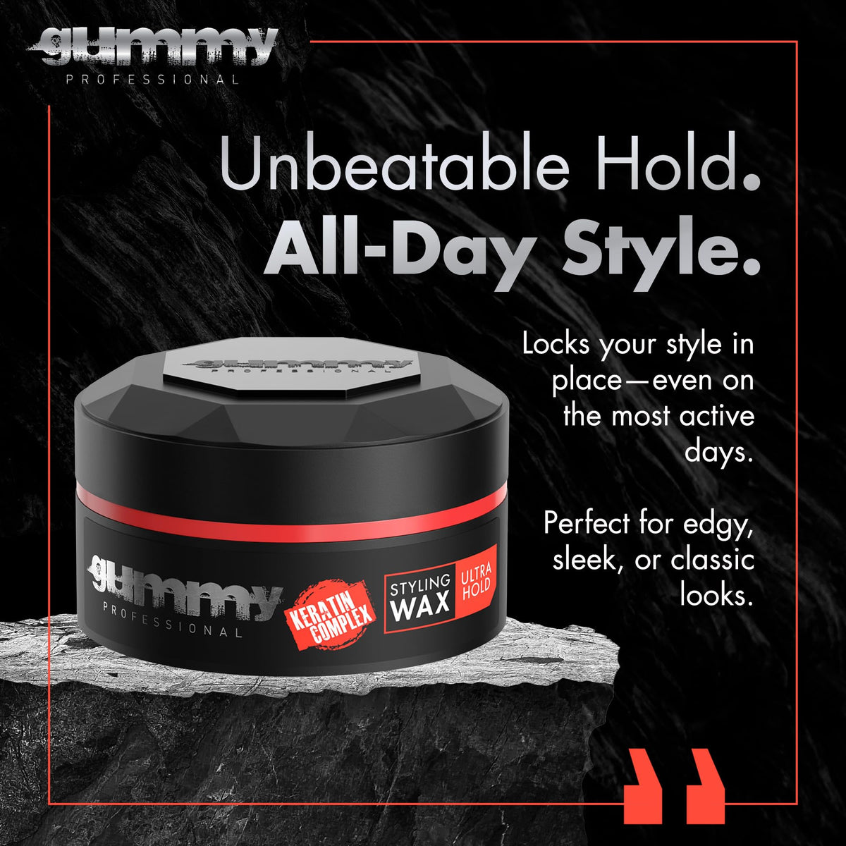 Gummy wax open close-up showing creamy clay texture and quick-apply consistency for precise styling
