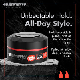 Gummy wax open close-up showing creamy clay texture and quick-apply consistency for precise styling