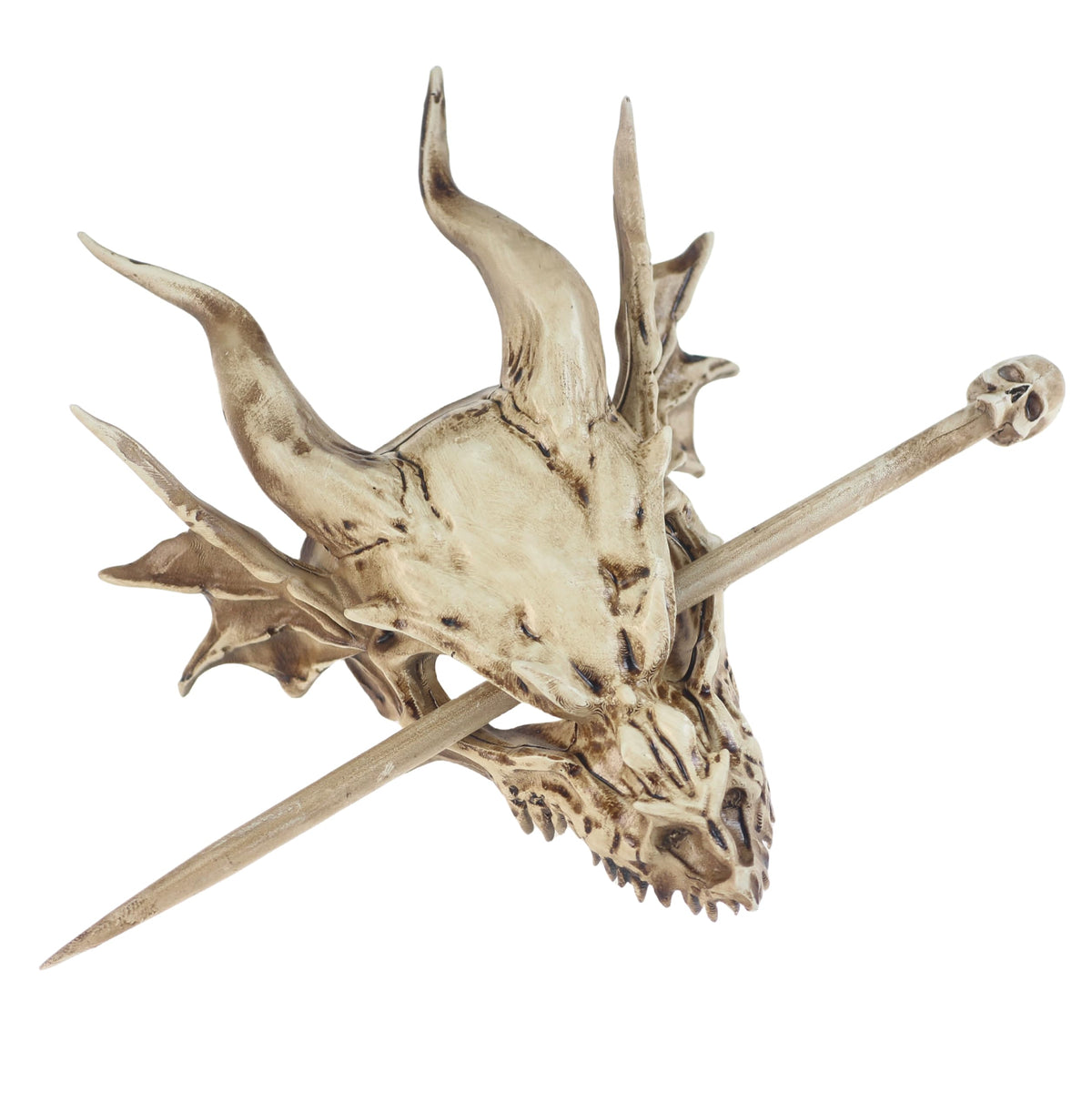GuoShuang dragon skull side profile highlighting horned silhouette and secure design