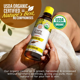 GuruNanda castor seeds close-up emphasizing natural source and purity