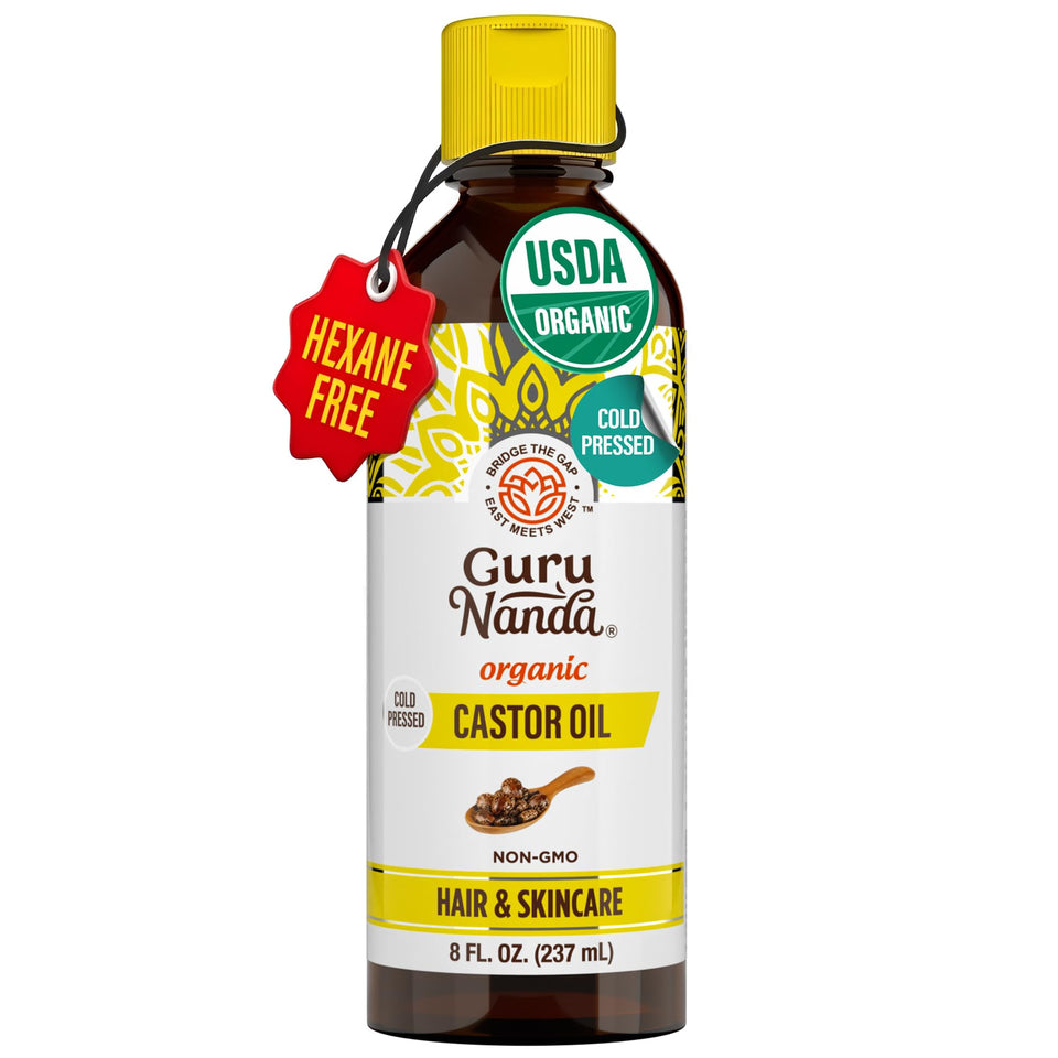 GuruNanda front bottle showing label and organic claim for pure benefit