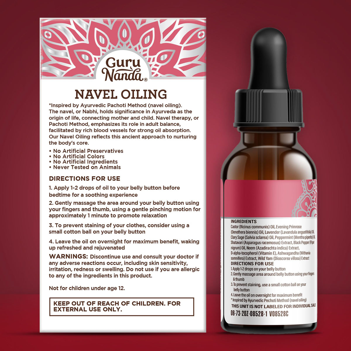 GuruNanda bottle in hand showing 2 fl oz size for travel-friendly benefit