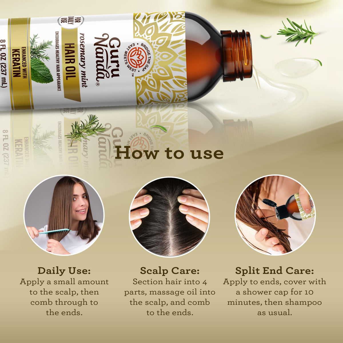 GuruNanda rosemary and mint botanicals to highlight natural ingredient sourcing