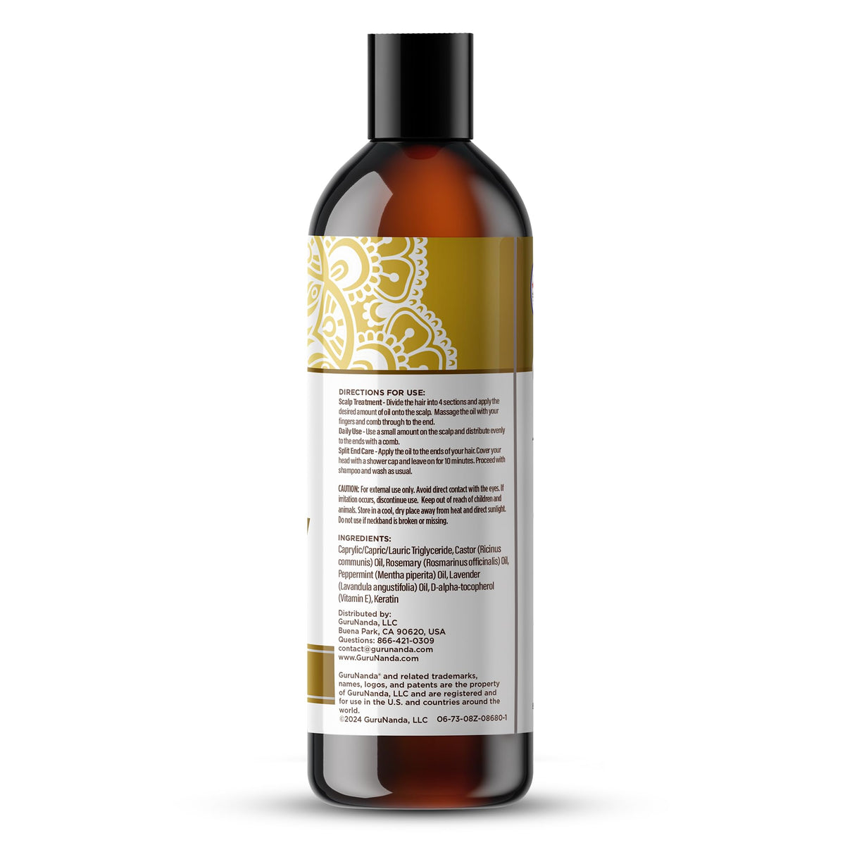 GuruNanda bottle staged in bathroom for at-home treatment and routine appeal