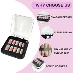GUXACU boxes open with a press-on nail set demonstrating secure, visible storage