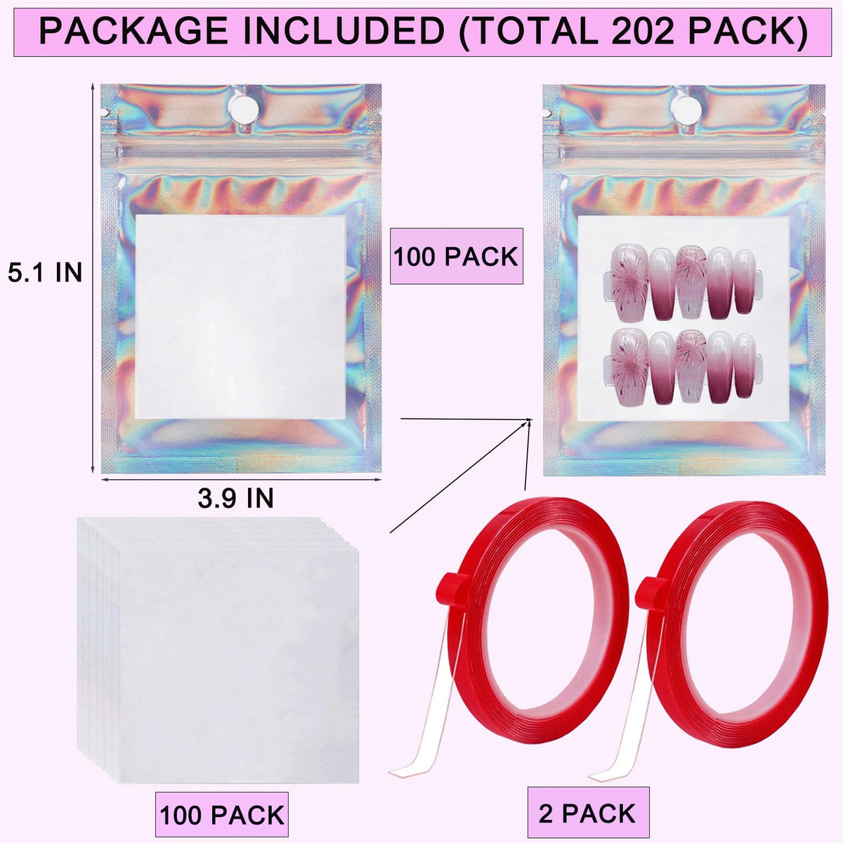 GUXACU white display card with press-on nails for neat presentation