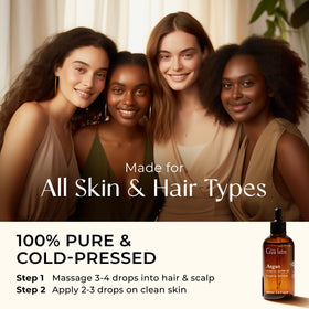 Gya Labs before and after hair photo illustrating reduced frizz and smoother strands