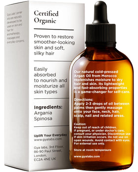 Gya Labs dropper dispensing argan oil demonstrating precise, non-greasy application