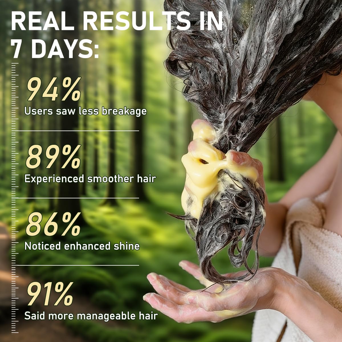 Gypsophila applied to towel-dried hair demonstrating detangling benefits