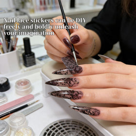 GZMAYUEN finished white lace manicure showing elegant contrast and texture