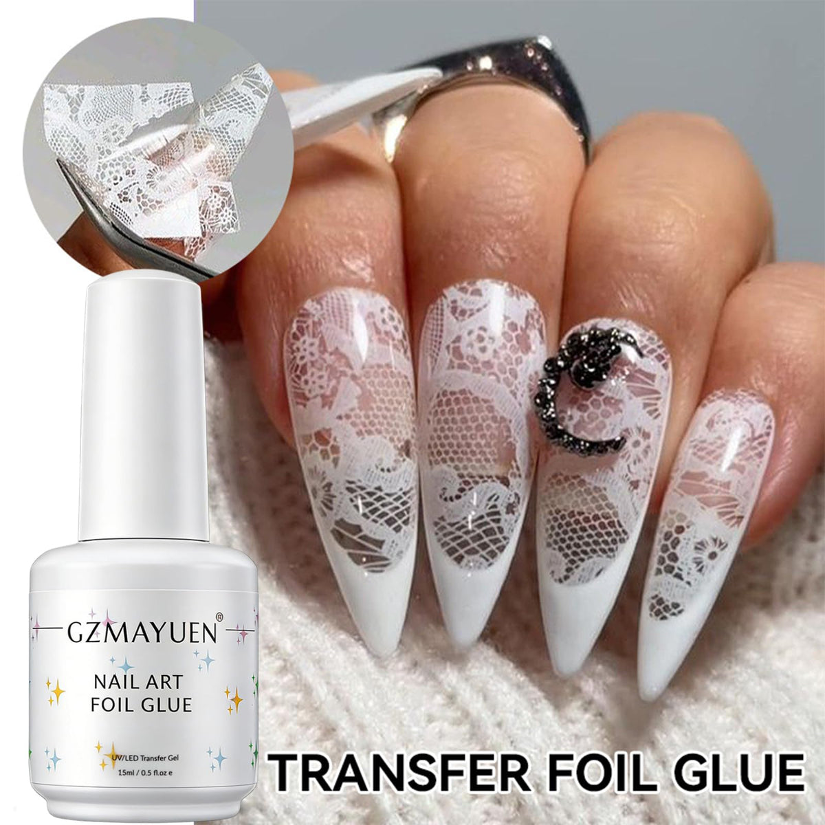 GZMAYUEN 15ml bottle held in hand showing scale and sufficient gel volume