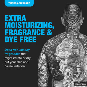 H2Ocean Aquatat applied to a fresh tattoo demonstrating gentle protection and hydrated skin appearance