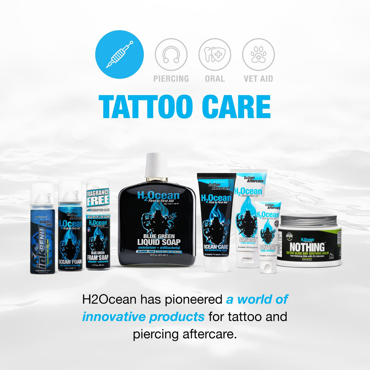 H2Ocean Aquatat label closeup listing vitamins A and B and fragrance-free benefits for sensitive skin