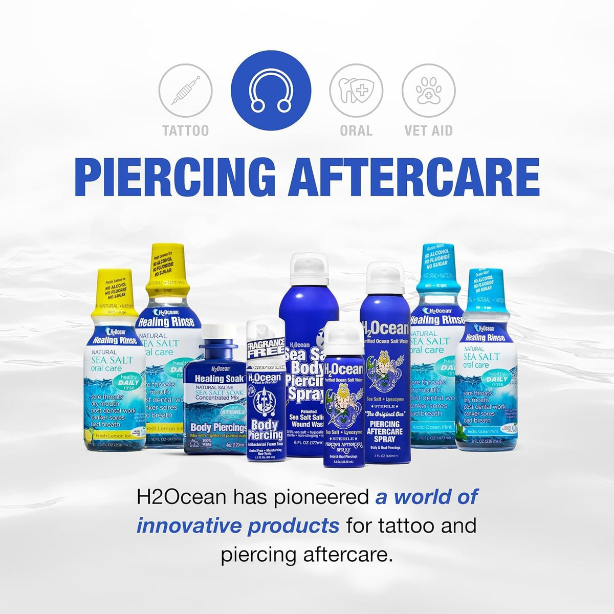 H2Ocean bottle cap with sterile seal visible indicating product safety and shelf integrity benefit