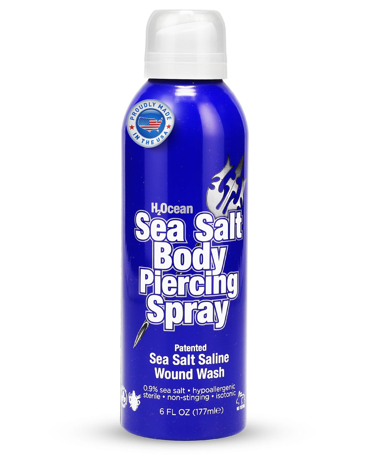 H2Ocean front bottle showing label and 6 oz size for convenient aftercare