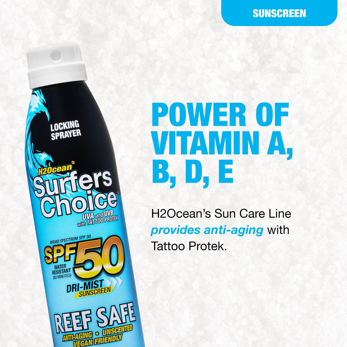 H2Ocean dry-mist spray in use for fast, even sun protection