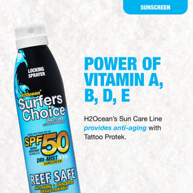 H2Ocean dry-mist spray in use for fast, even sun protection