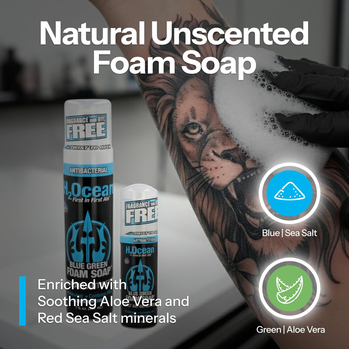 H2Ocean sea salt ingredient visual conveying mineral-rich formulation benefit