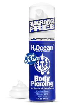 H2Ocean front packaging showing compact 1.7oz bottle and brand