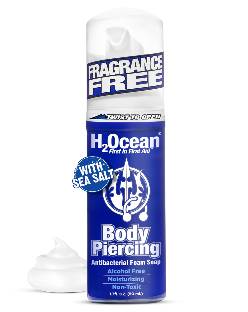 H2Ocean front packaging showing compact 1.7oz bottle and brand