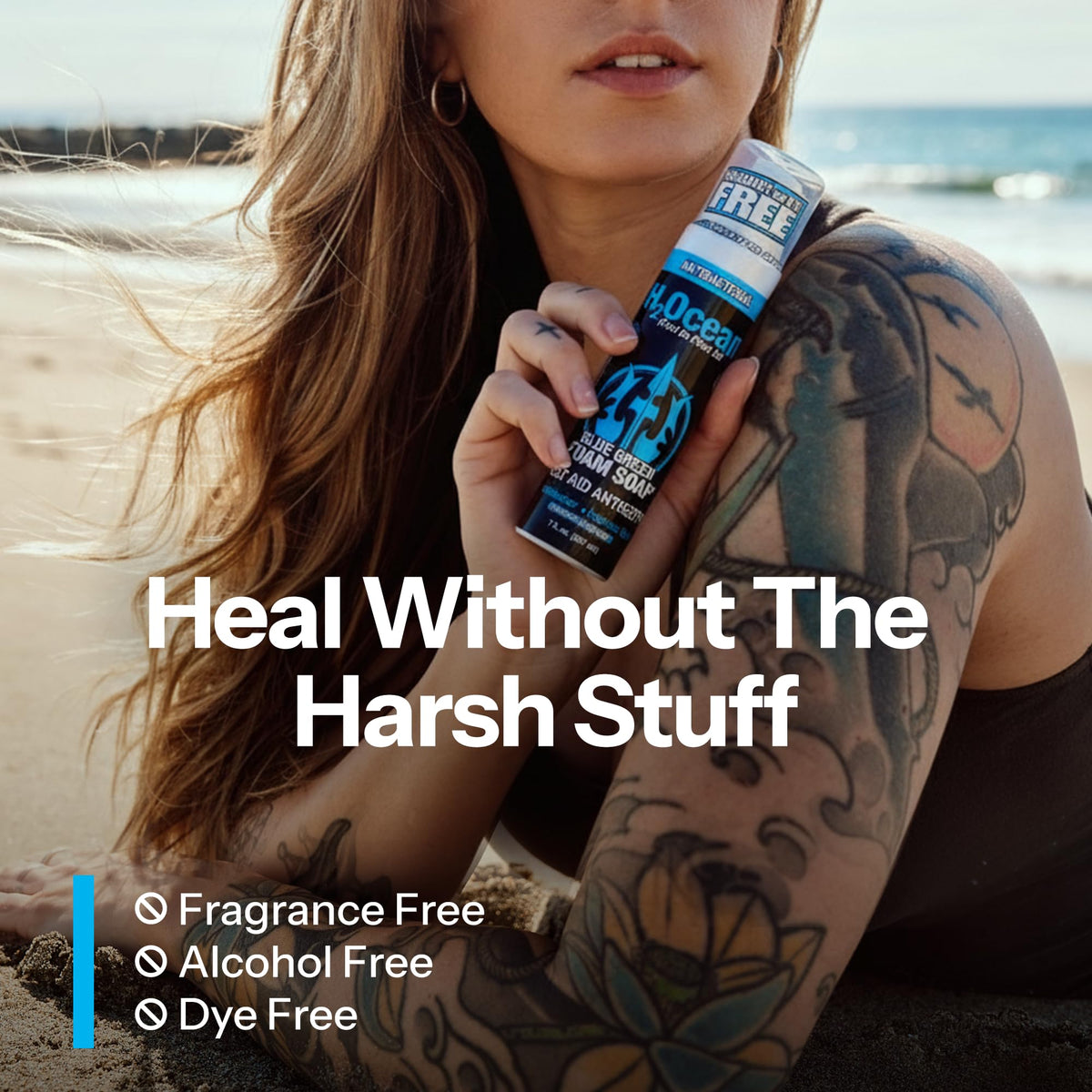 H2Ocean foam soap in hand demo showing safe application and convenient pump use