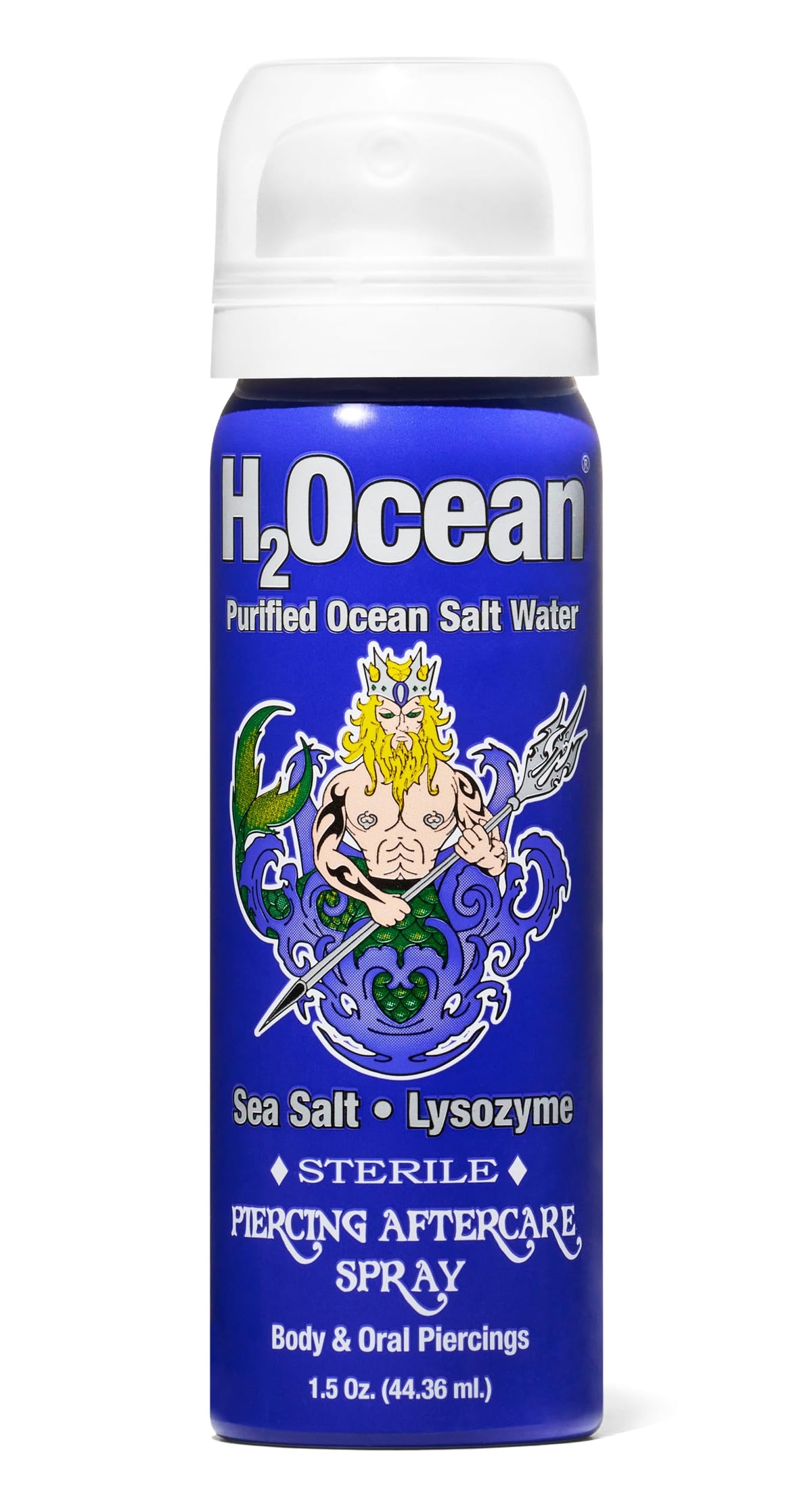 H2Ocean front label showing 1.5oz compact bottle and benefits