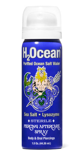 H2Ocean front label showing 1.5oz compact bottle and benefits