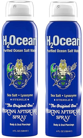 H2Ocean front packaging pair showing two 4 oz bottles and clear benefit of ready sterile care
