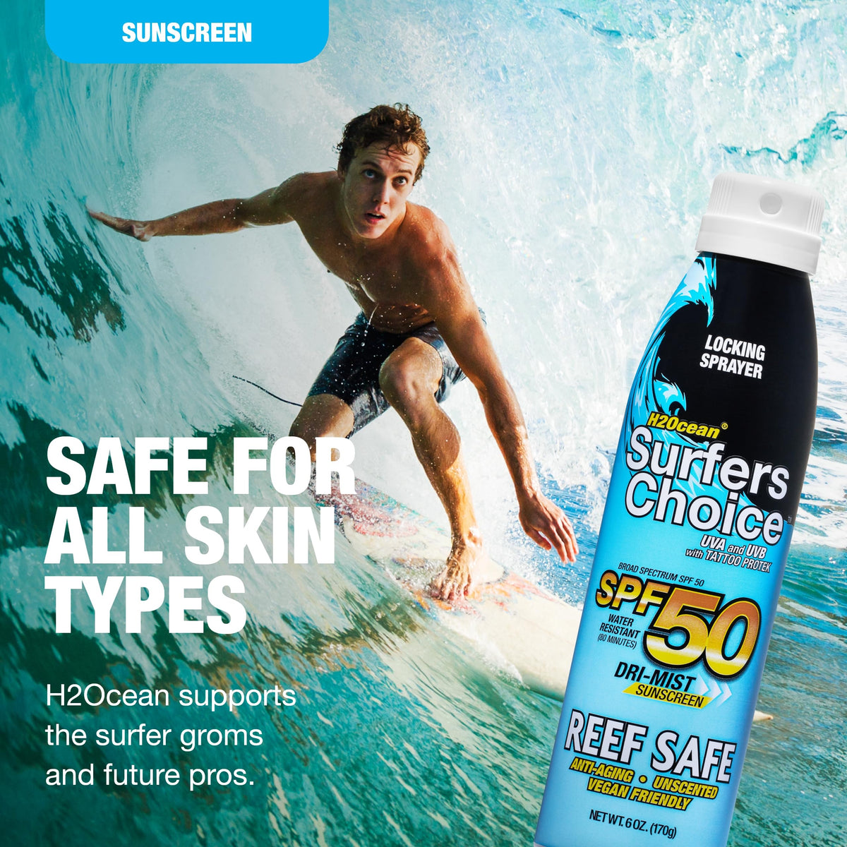 H2Ocean label close-up highlighting reef-safe ingredient claims