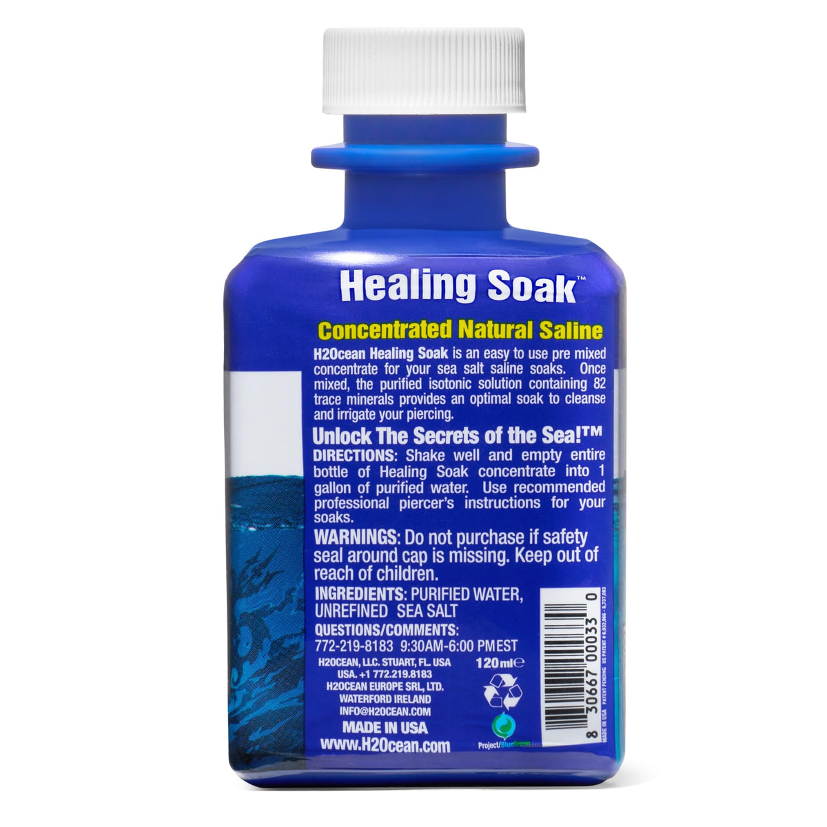 H2Ocean bottle on bathroom counter depicting convenient daily aftercare