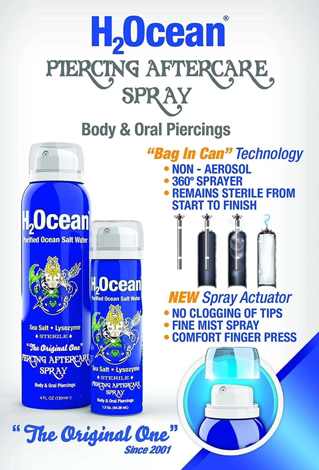 H2Ocean bottle on bathroom counter in lifestyle scene suggesting daily routine convenience benefit