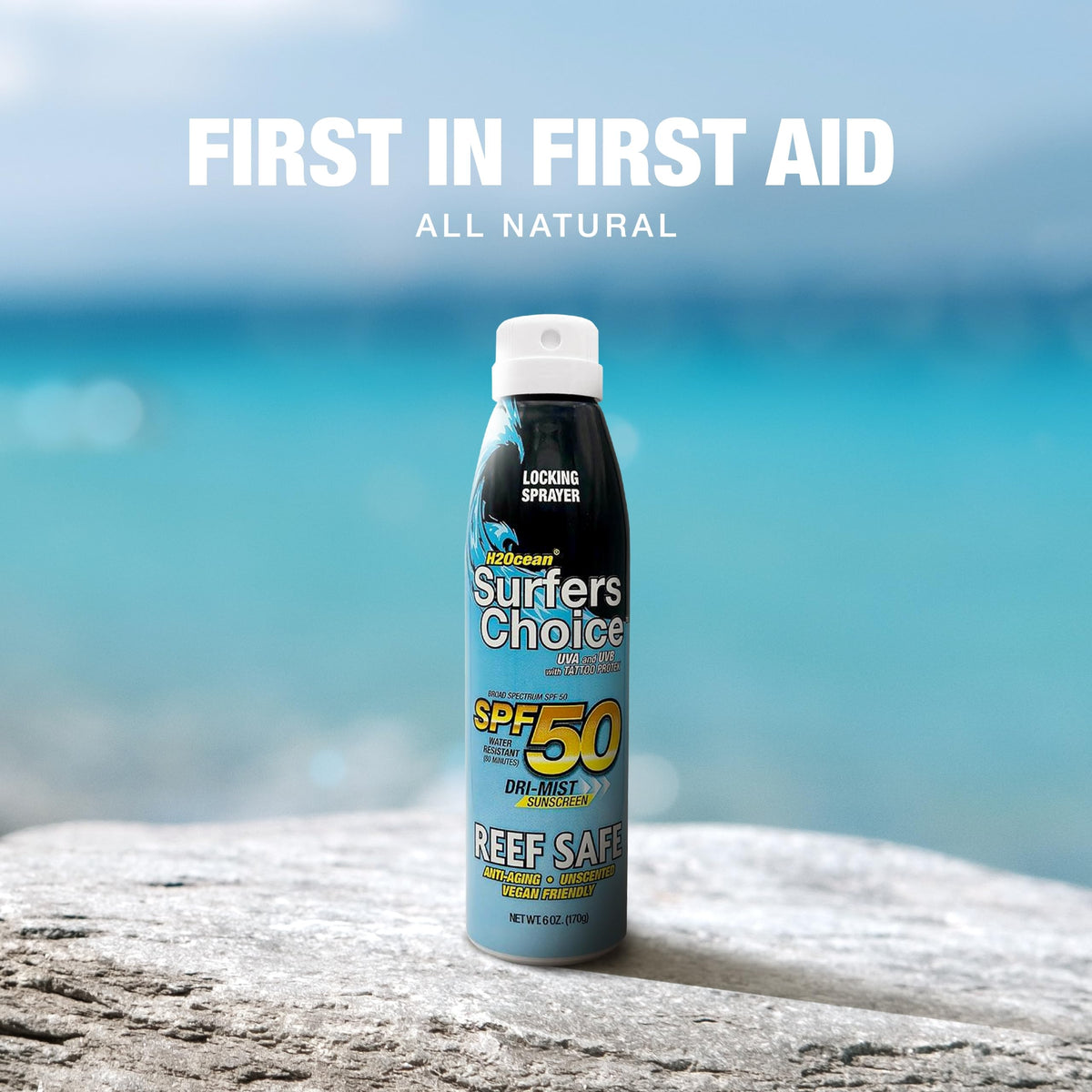 H2Ocean bottle held in hand to show 6 oz travel-friendly size