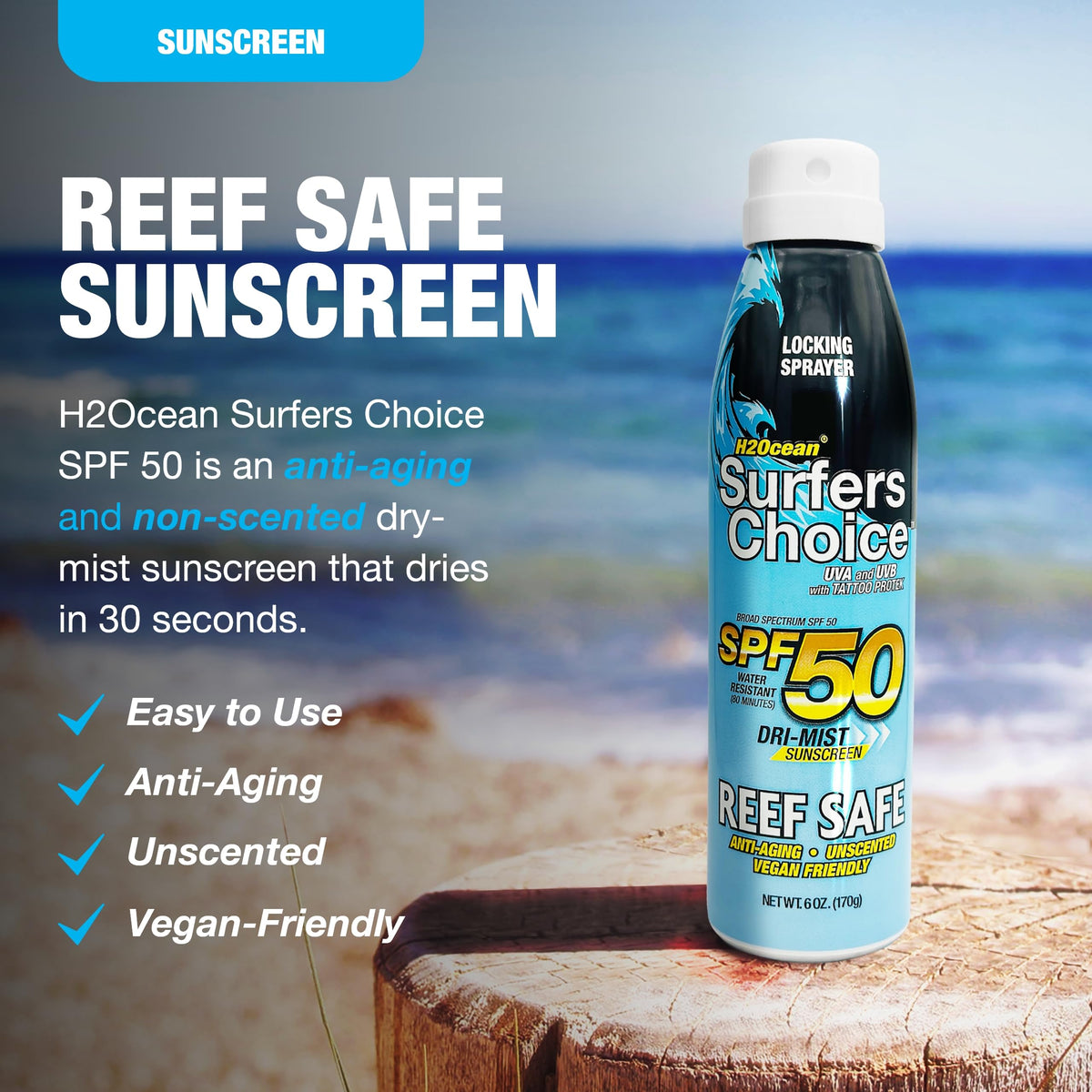 H2Ocean twist-lock cap detail keeping the sunscreen secure