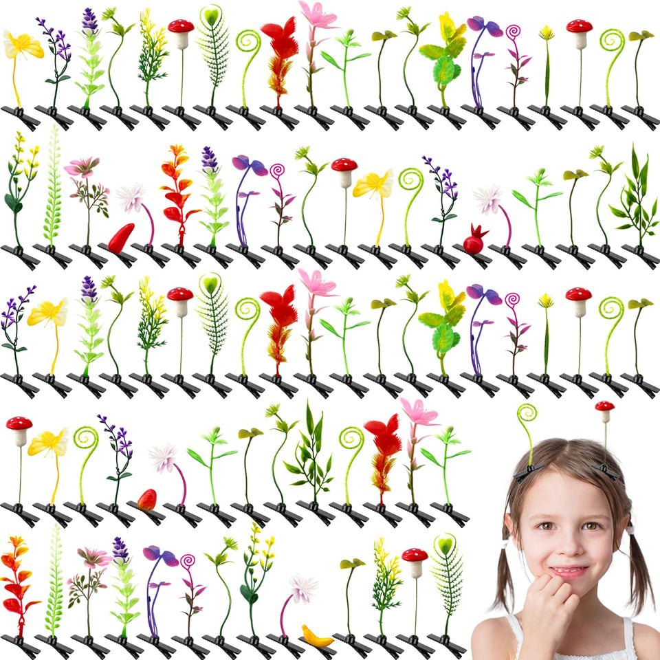 Haawooky front packaging showing 100 plant hair clips, easy storage and variety