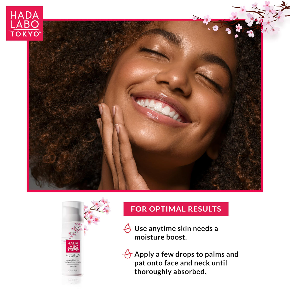 Hada Labo Tokyo serum applied to skin demonstrating quick absorption benefit