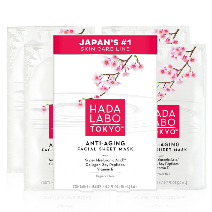 Hada Labo Tokyo front packaging showing mask sachet and branding benefits