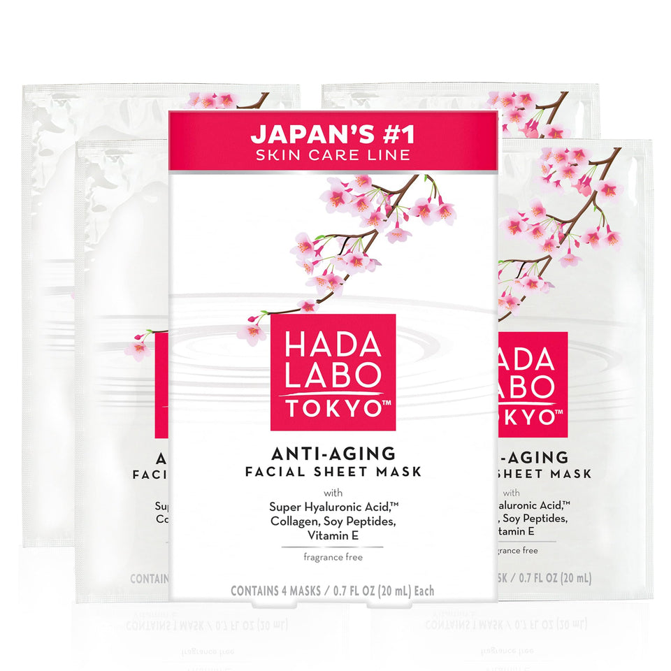 Hada Labo Tokyo front packaging showing mask sachet and branding benefits