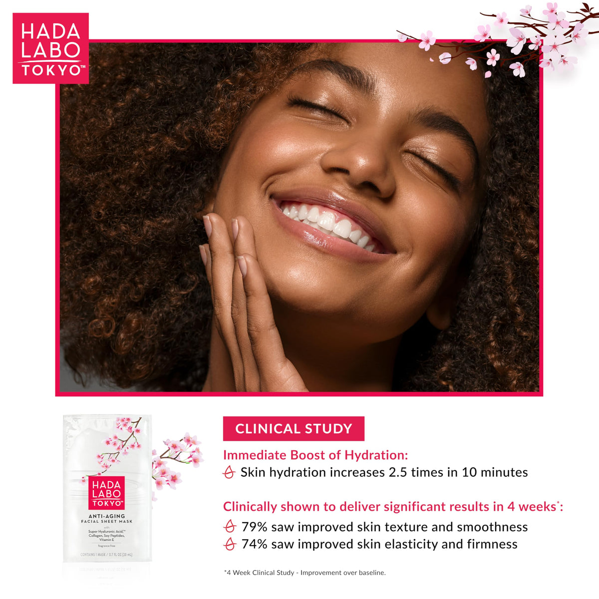 Hada Labo Tokyo mask in a spa-style setting conveying relaxing skincare benefit