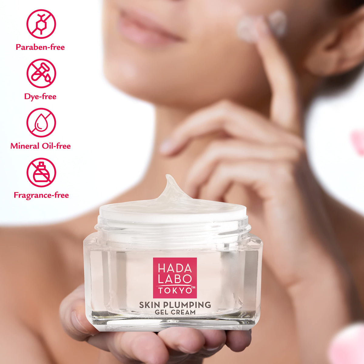 Hada Labo Tokyo application on hand illustrating quick absorption
