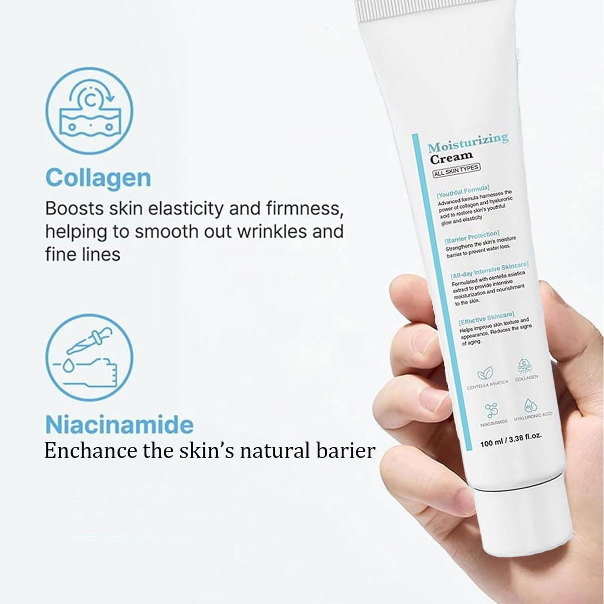 Haigou cream being applied to hand illustrating quick absorption benefit
