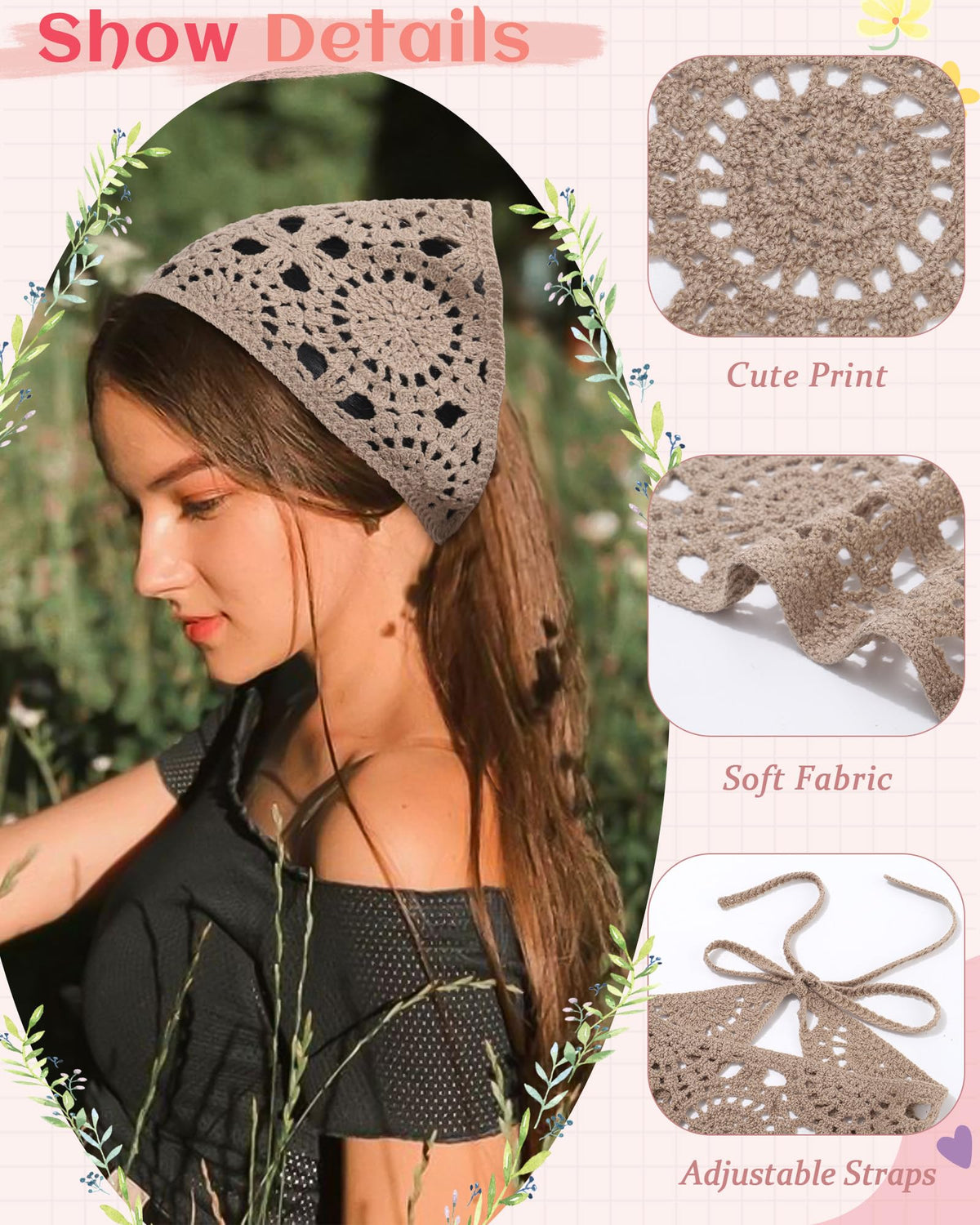HAIMEIKANG close-up of floral crochet pattern showing breathable texture and charm