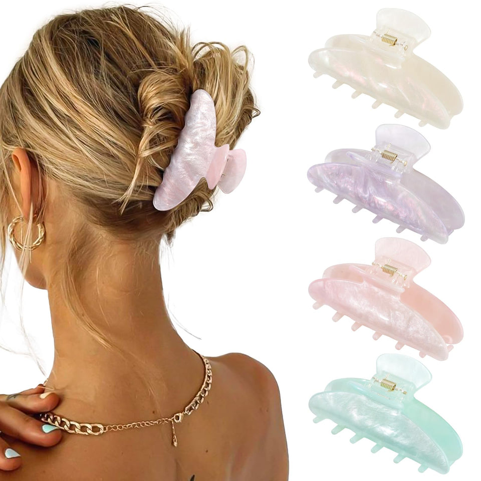 HAIMEIKANG front view of four sparkle acrylic clips showing color variety and secure hold