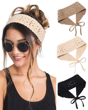HAIMEIKANG front view of three headbands shows coordinated neutral colors and styling benefit